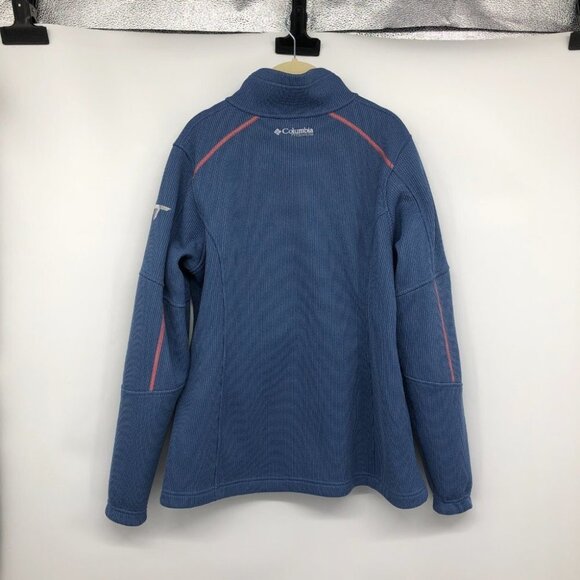 Columbia Titanium periwinkle blue coral trim waffle knit zippered jacket LG - Picture 2 of 16